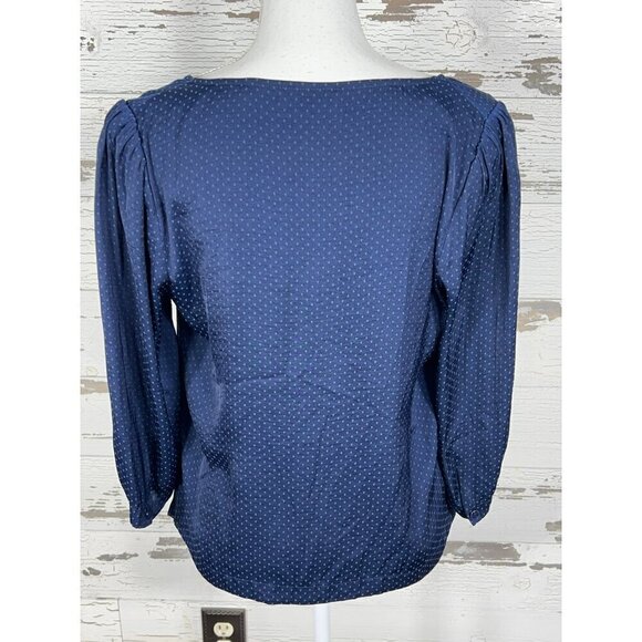 CABI Tiny Dot Knot Blouse Blue Sz S #5525 NWOT - Picture 4 of 5